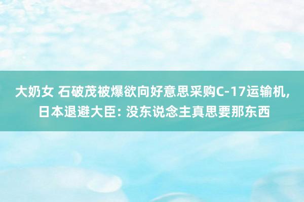 大奶女 石破茂被爆欲向好意思采购C-17运输机， 日本退避大臣: 没东说念主真思要那东西